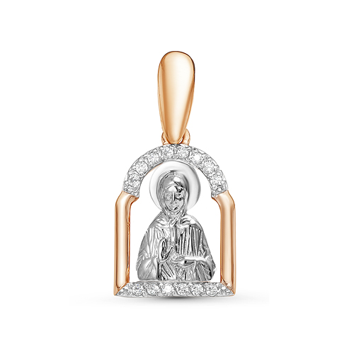Подвеска"Св.Матрона", золото, фианит, 032157
